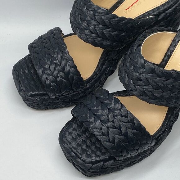 Bottega Veneta Trinity Weave Black Raffia Platform Sandals size 38 - Picture 7 of 13